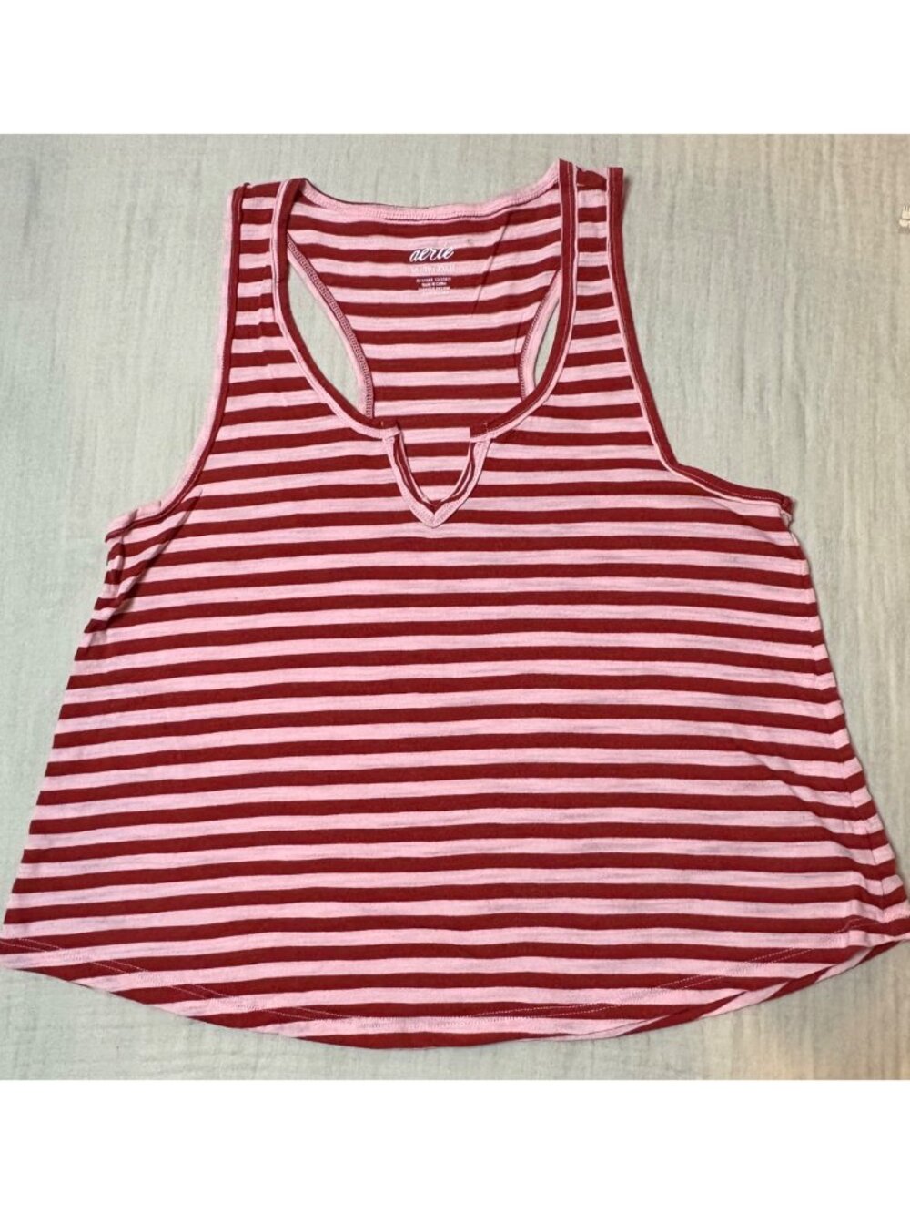 Aerie Striped Racerback Tank Top Women's Size XS Pink & Red Lightweight Casual